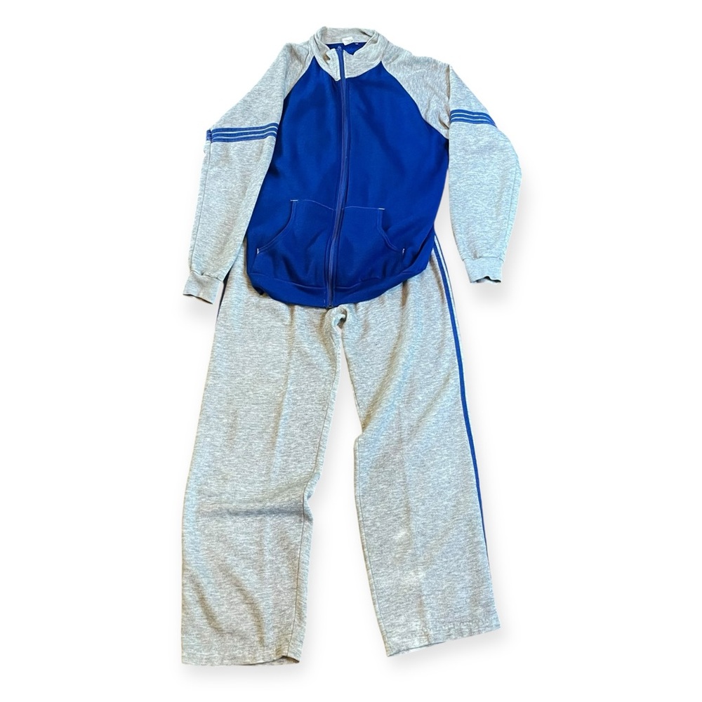 Warm Blue and Gray X-Large Zip-Up Tracksuit